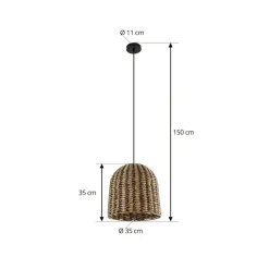 Lindby udendørs hængelampe Taryn, brun, plast, IP44 35cm