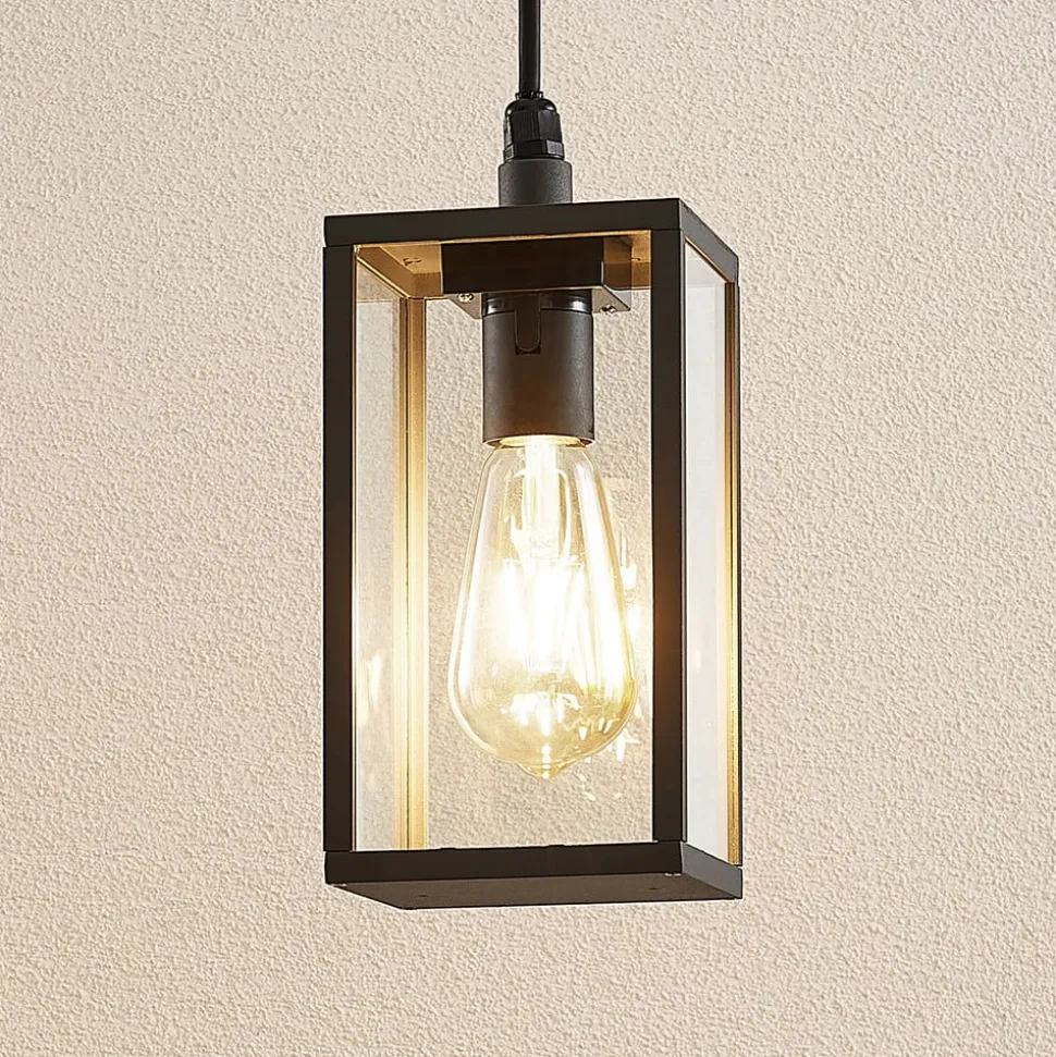 Lindby udendørs hængelampe Filimon, antracit, 22 cm, IP44, E27