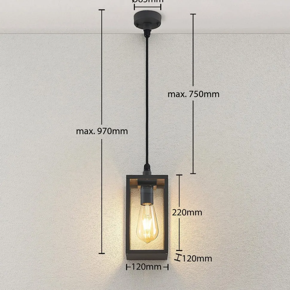Lindby udendørs hængelampe Filimon, antracit, 22 cm, IP44, E27