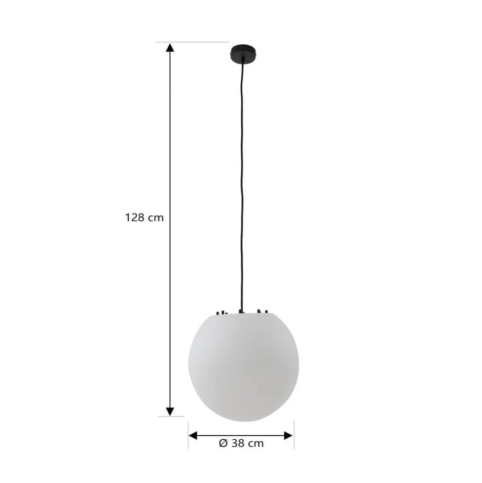 Lindby udendørs hængelampe Alea, hvid, plast, Ø 38 cm
