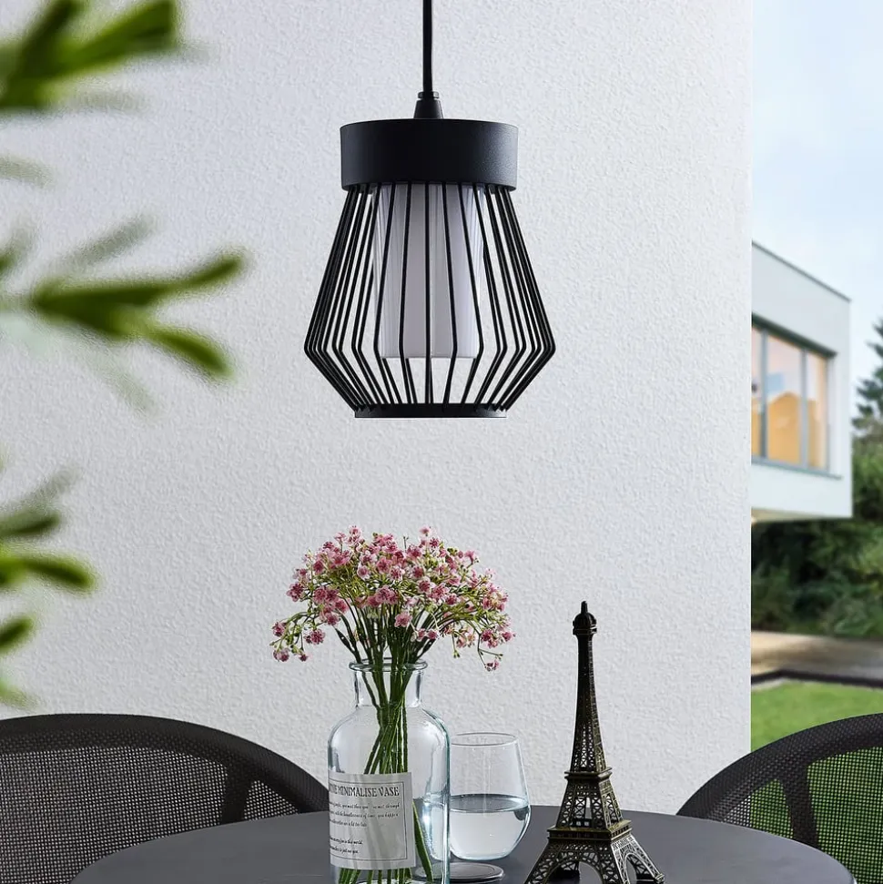 Lindby udendørs hængelampe Vajana, Ø 19 cm, sort, aluminium