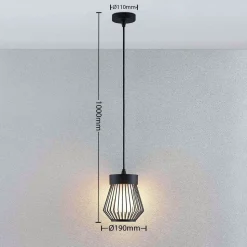 Lindby udendørs hængelampe Vajana, Ø 19 cm, sort, aluminium