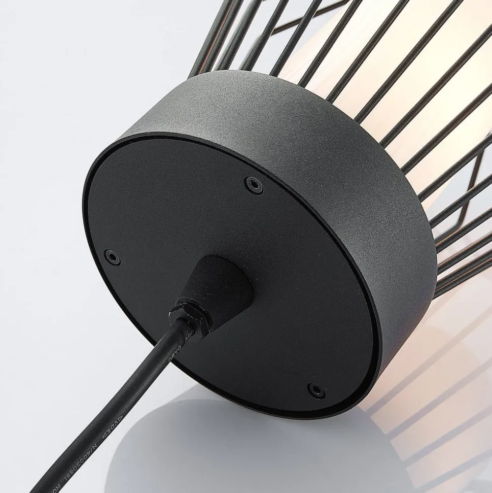 Lindby udendørs hængelampe Vajana, Ø 19 cm, sort, aluminium