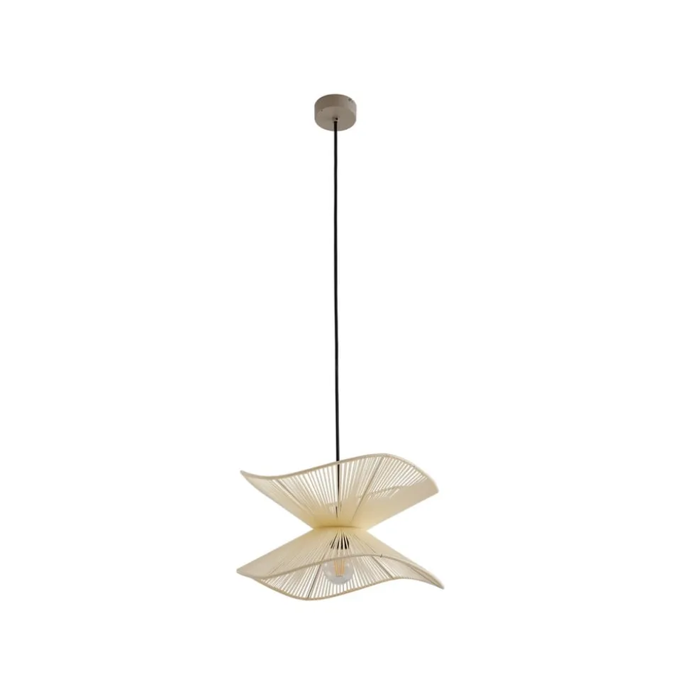 Lindby udendørs hængelampe Valdorin, beige, bomuld, Ø 40cm