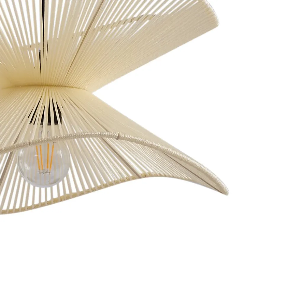 Lindby udendørs hængelampe Valdorin, beige, bomuld, Ø 40cm