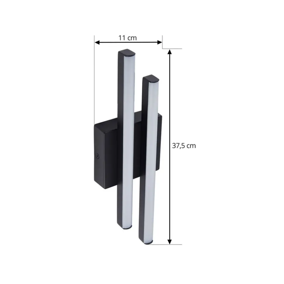 Lindby udendørs LED-væglampe Abelia, sort, aluminium, stål