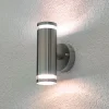 Lindby udendørs LED-væglampe Tiberius, stål, op/ned, IP44