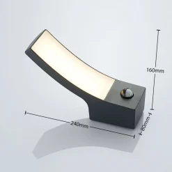 Lindby udendørs LED-væglampe Ilvita, sensor, antracit, IP54