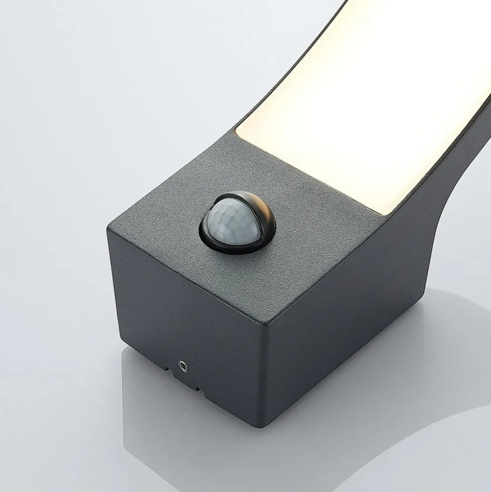 Lindby udendørs LED-væglampe Ilvita, sensor, antracit, IP54