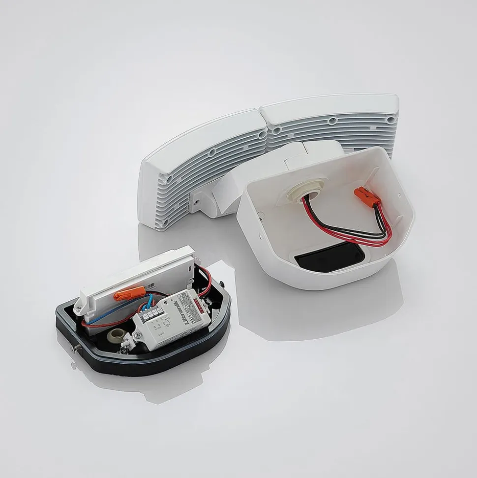 Lindby udendørs LED-væglampe Nikias, 30 cm, sensor, 2 lyskilder, hvid