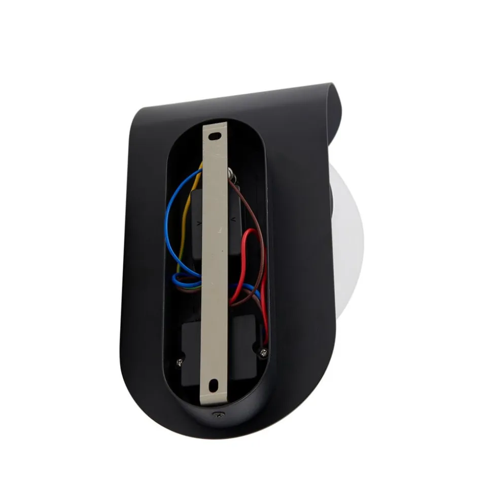 Lindby udendørs LED-væglampe Lacie, sensor, sort/hvid, aluminium
