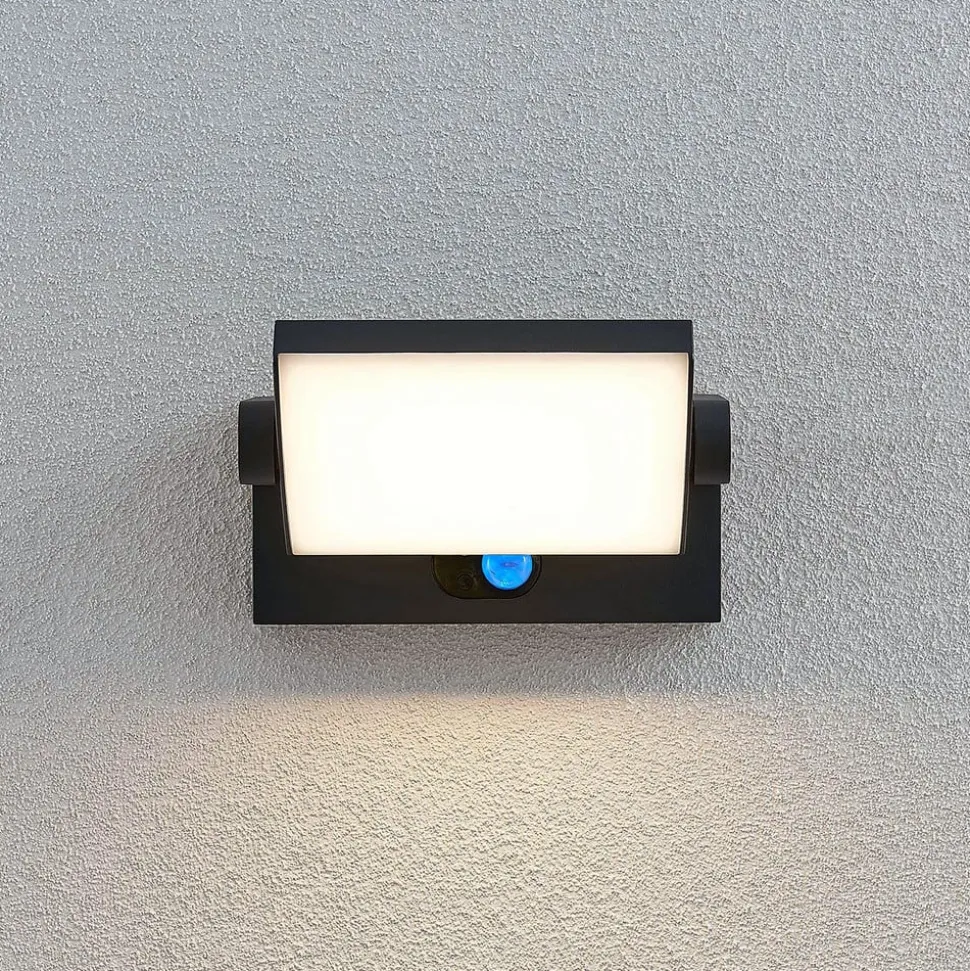 Lindby udendørs LED-væglampe Sherin, antracit, sensor