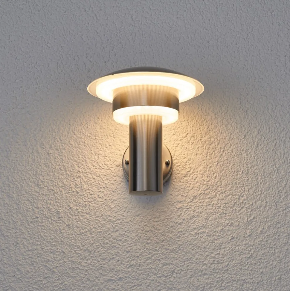 Lindby udendørs LED-væglampe Lillie, højde 19 cm, stål