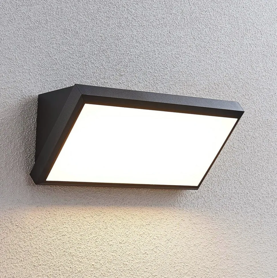 Lindby udendørs LED-væglampe Abby, grå, plast, IP65