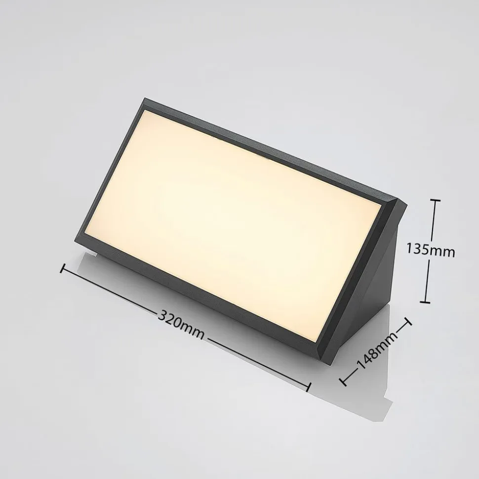Lindby udendørs LED-væglampe Abby, grå, plast, IP65