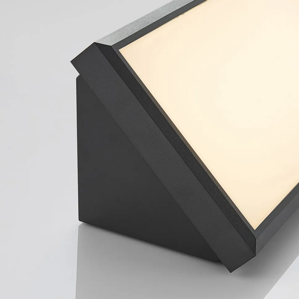 Lindby udendørs LED-væglampe Abby, grå, plast, IP65