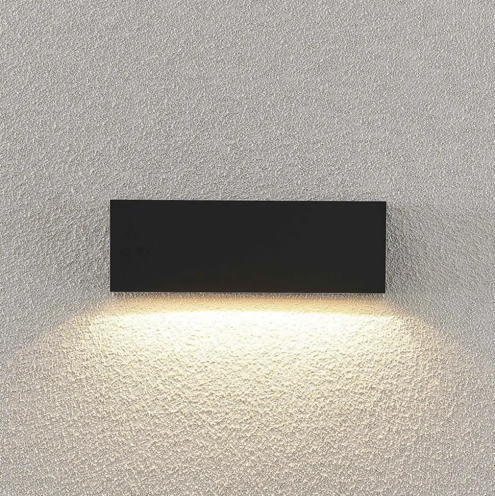 Lindby udendørs LED-væglampe Jarte, 24 cm, ned, grå, IP65