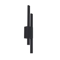 Lindby udendørs LED-væglampe Sakari, sort, aluminium, højde 59 cm