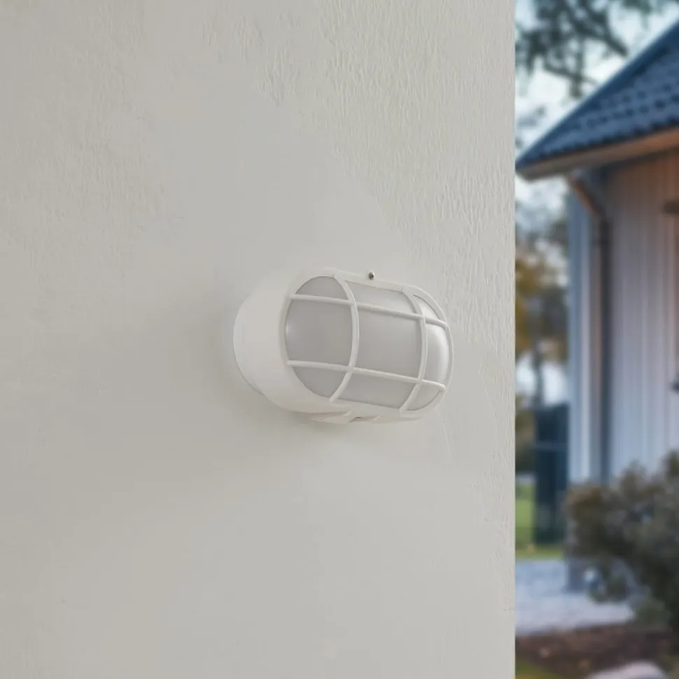 Lindby udendørs LED-væglampe Alisha, hvid, plast, IP54