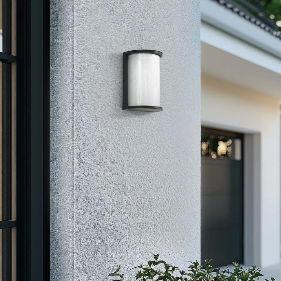 Lindby udendørs LED-væglampe Calvik, sort, riflet, IP44