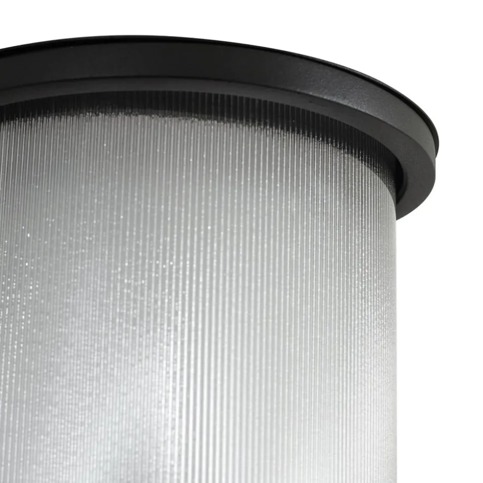 Lindby udendørs LED-væglampe Calvik, sort, riflet, IP44