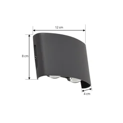 Lindby udendørs LED-væglampe Ithan, 2 lyskilder, antracit, metal