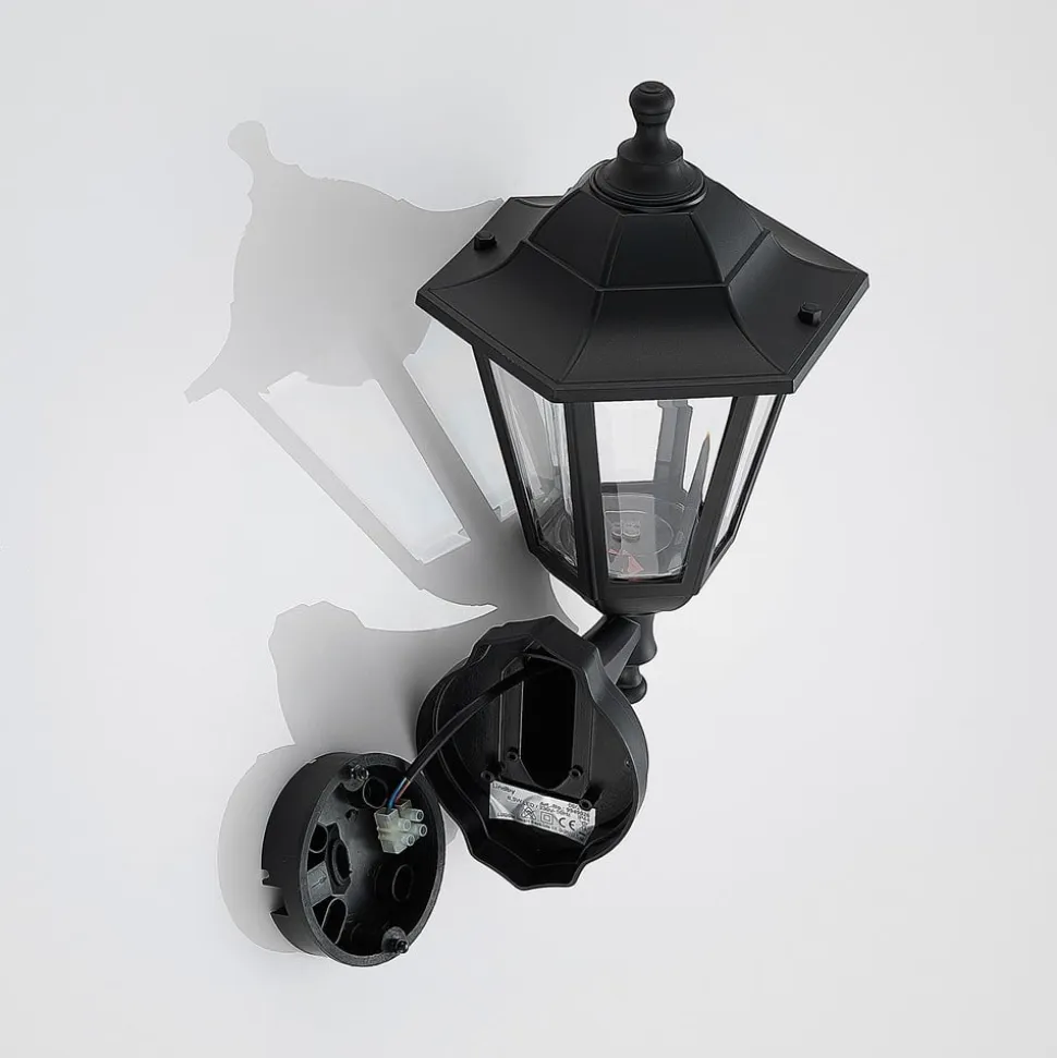 Lindby udendørs LED-væglampe Iavo, sort, lygte, 38 cm