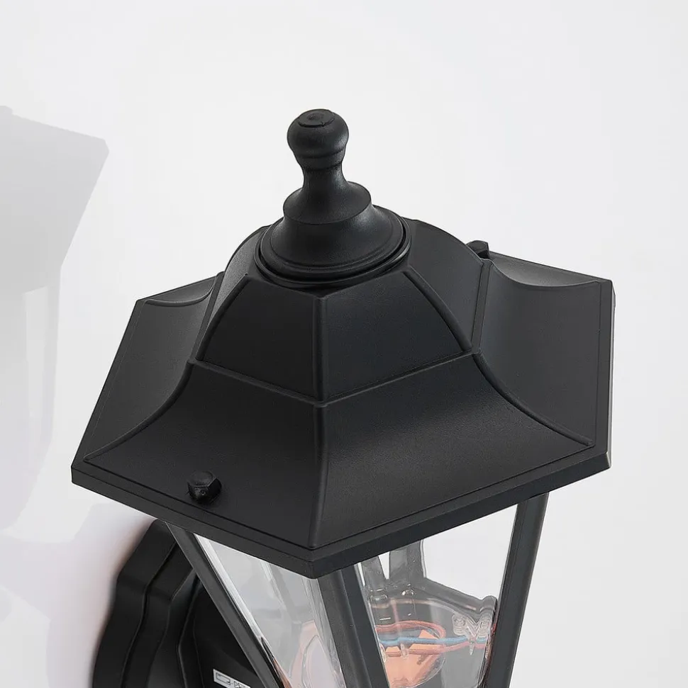 Lindby udendørs LED-væglampe Iavo, sort, lygte, 38 cm