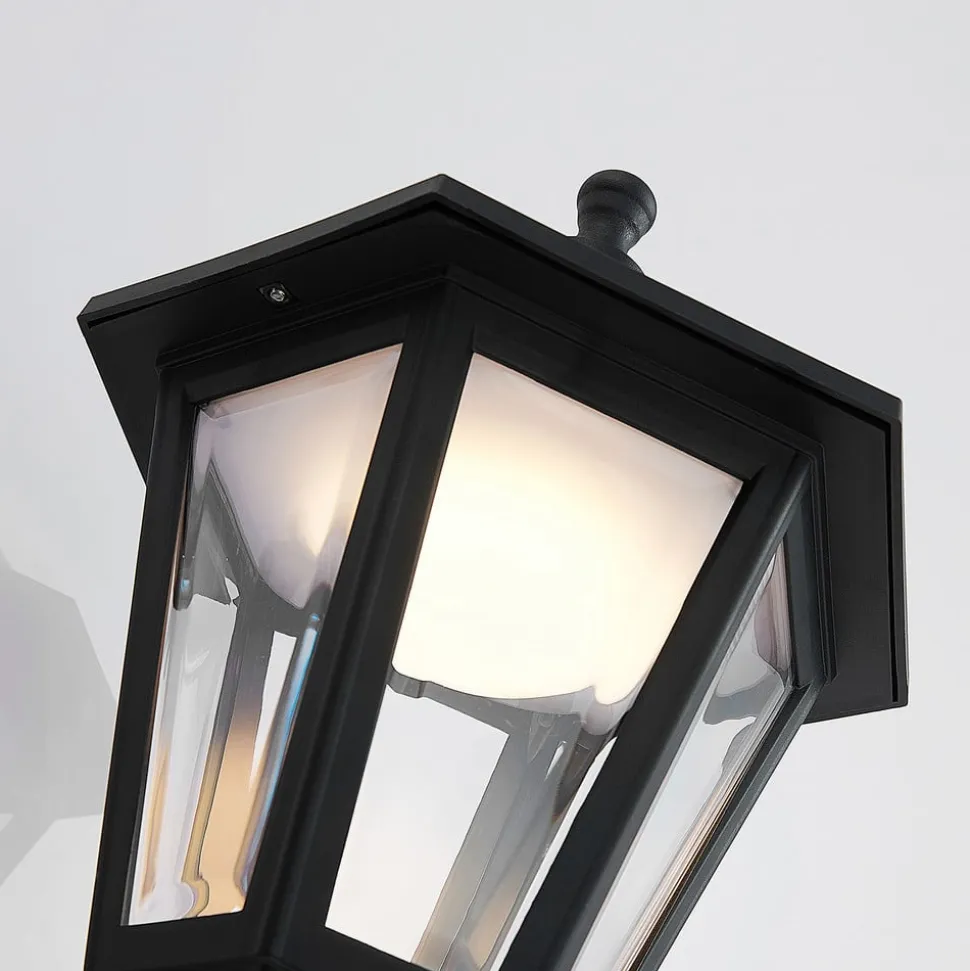 Lindby udendørs LED-væglampe Iavo, sort, lygte, 38 cm