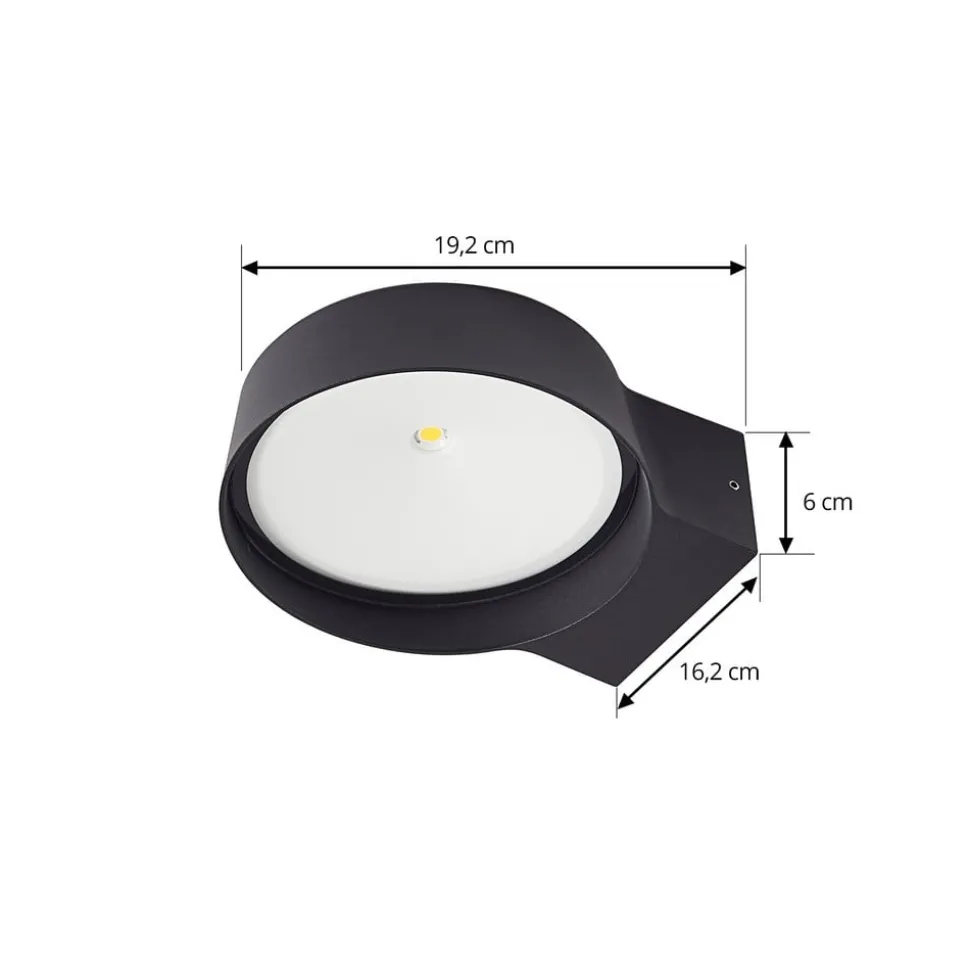 Lindby udendørs LED-væglampe Jesiba, antracit, aluminium, Ø 16cm