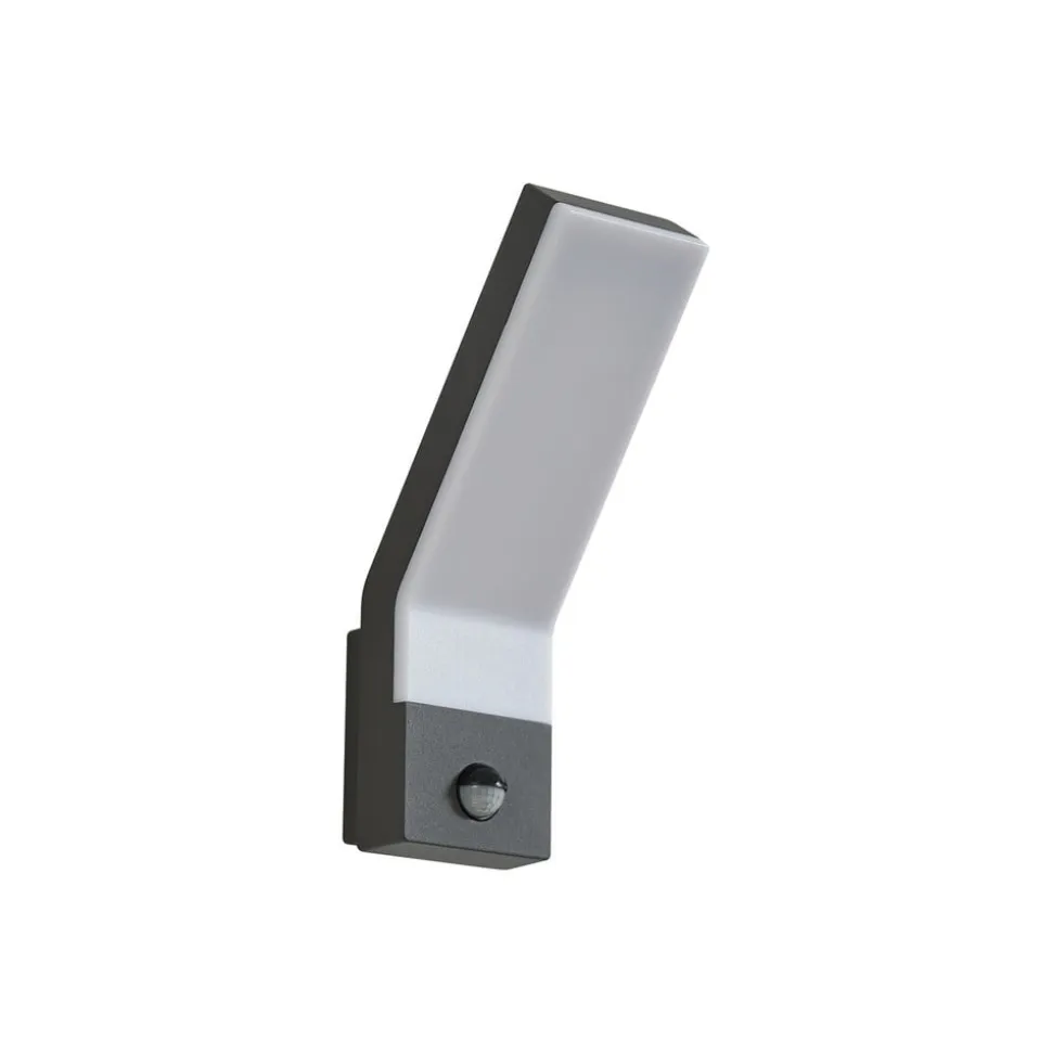 Lindby udendørs LED-væglampe Korvik, 26 cm, antracit, sensor