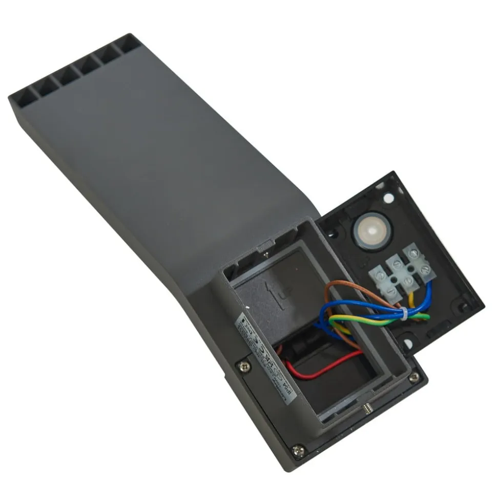 Lindby udendørs LED-væglampe Korvik, 26 cm, antracit, sensor
