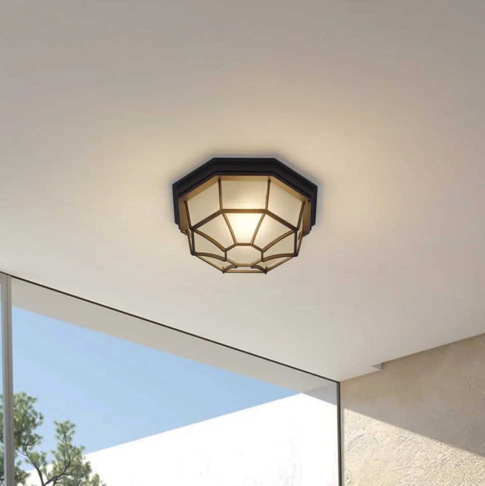 Lindby udendørs loftlampe Idril, antracit, metal, Ø 26,5 cm