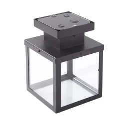 Lindby udendørs loftlampe Mandus, sort, stål, 22 cm