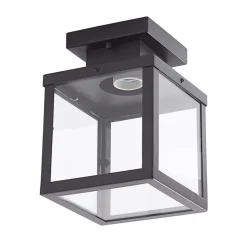 Lindby udendørs loftlampe Mandus, sort, stål, 22 cm