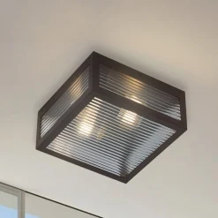 Lindby udendørs loftlampe Bolgar, sort, metal, glas