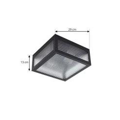 Lindby udendørs loftlampe Bolgar, sort, metal, glas