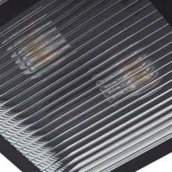 Lindby udendørs loftlampe Bolgar, sort, metal, glas