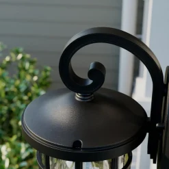 Lindby udendørs væglampe Ankea, sort, højde 28 cm, IP23, E27