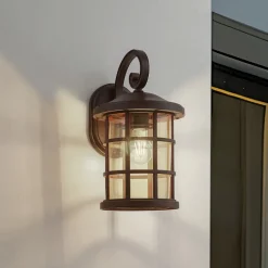 Lindby udendørs væglampe Ankea, rust/amber, 37 cm, IP23, E27