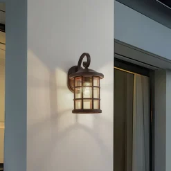 Lindby udendørs væglampe Ankea, rust/amber, 37 cm, IP23, E27