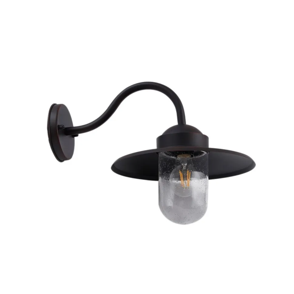 Lindby udendørs væglampe Bilma, rustfarvet, glas, 29 cm
