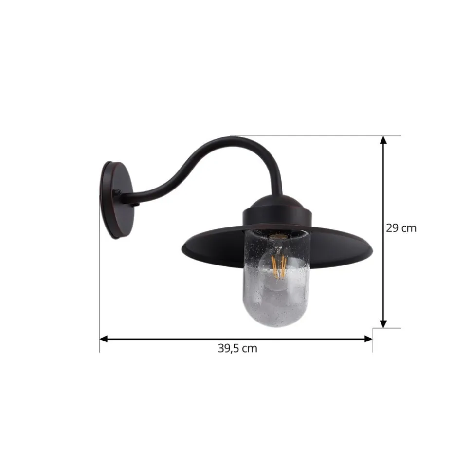 Lindby udendørs væglampe Bilma, rustfarvet, glas, 29 cm