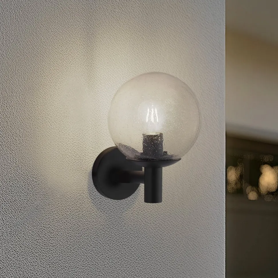 Lindby udendørs væglampe Dangan, klar, glas, Ø 20 cm
