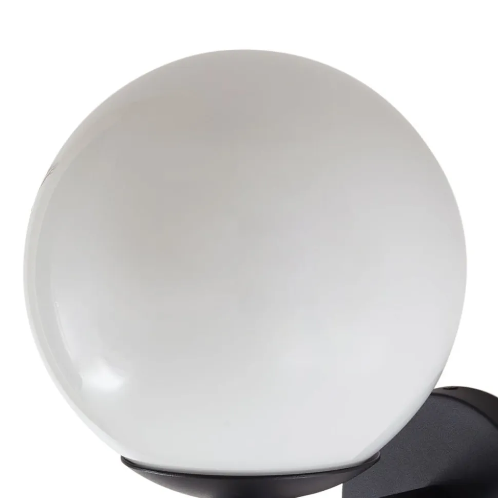 Lindby udendørs væglampe Dangan, hvid, glas, Ø 20 cm, IP44
