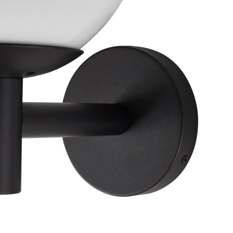Lindby udendørs væglampe Dangan, hvid, glas, Ø 20 cm, IP44