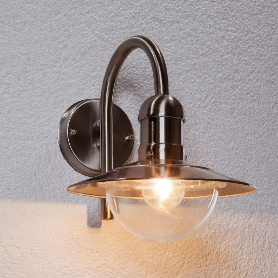 Lindby udendørs væglampe Damion, 30 cm, stål, E27, IP44