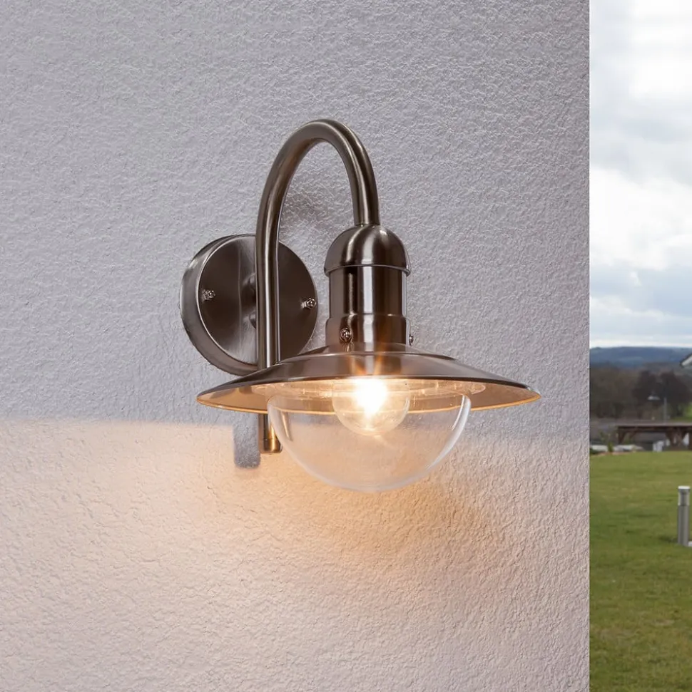 Lindby udendørs væglampe Damion, 30 cm, stål, E27, IP44