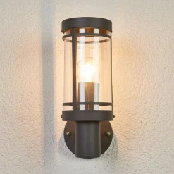 Lindby udendørs væglampe Djori, 28 cm, antracit, stål, E27