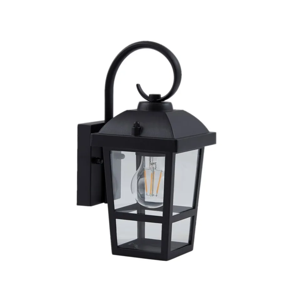 Lindby udendørs væglampe Eloane, sort, stål, 29 cm